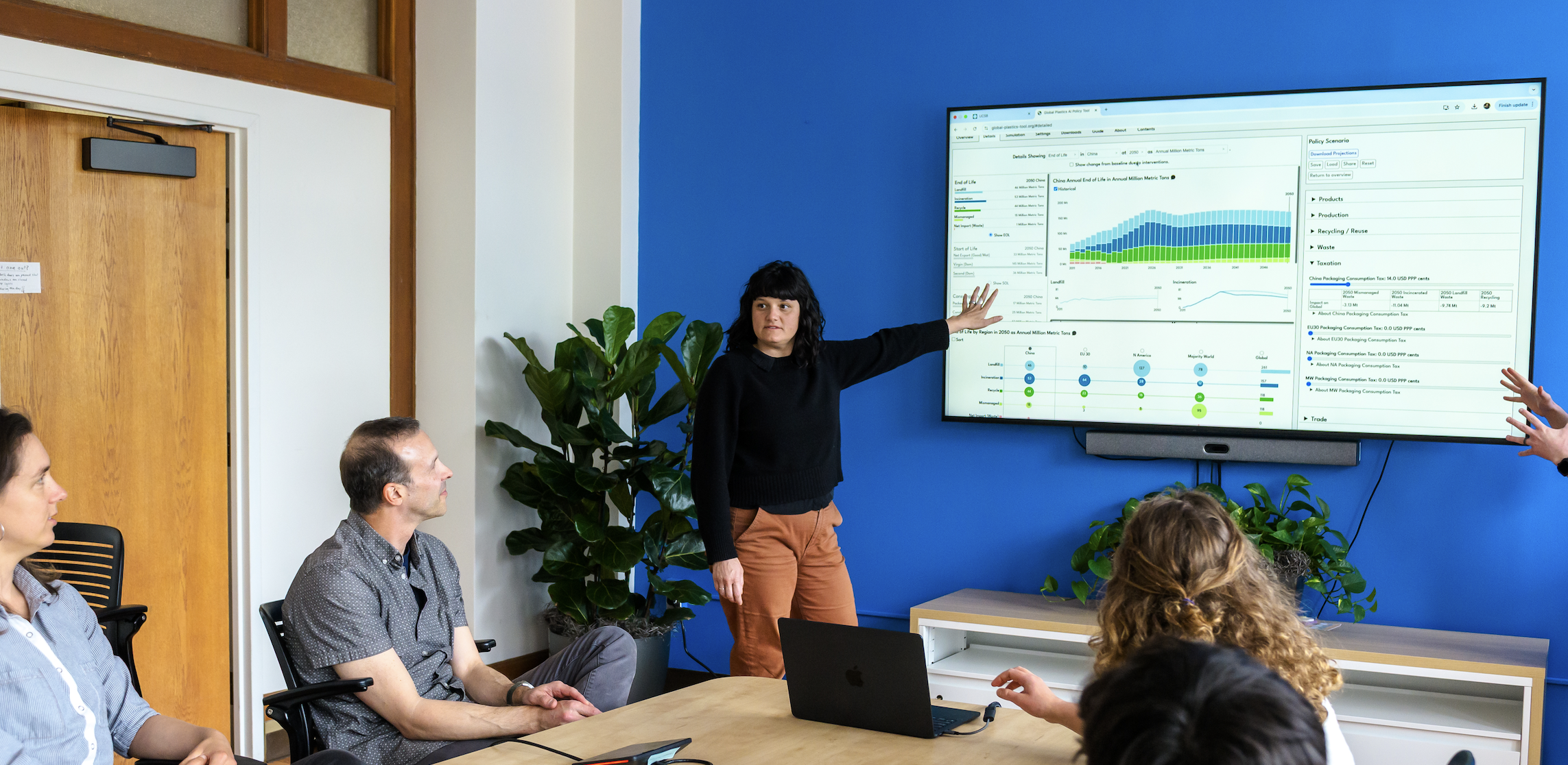 Ciera Martinez presenting the Global Plastics AI Policy Tool to a group